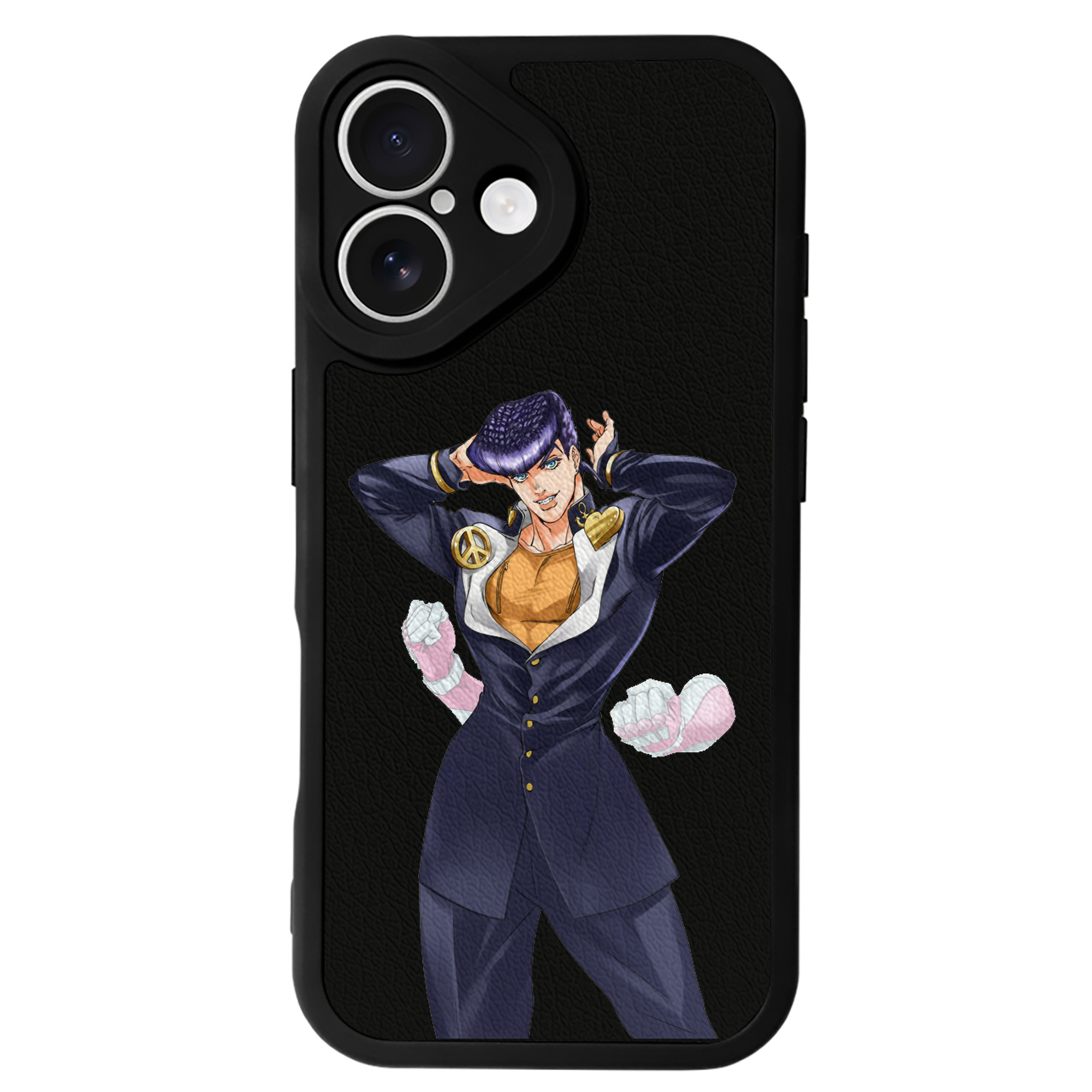 （画像用） ジョジョの奇妙な冒険 ひがしかた じょうすけ JoJo's Bizarre Adventure Higashikata Josuke 【iPhone 16シリーズ対応】シリコンスマホケース（レザー調） 材質：シリコン